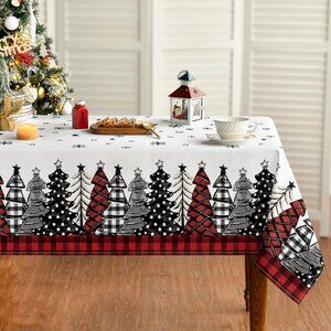 60x84 Inch Washable Polyester Tablecloth for Holiday Dining Decor